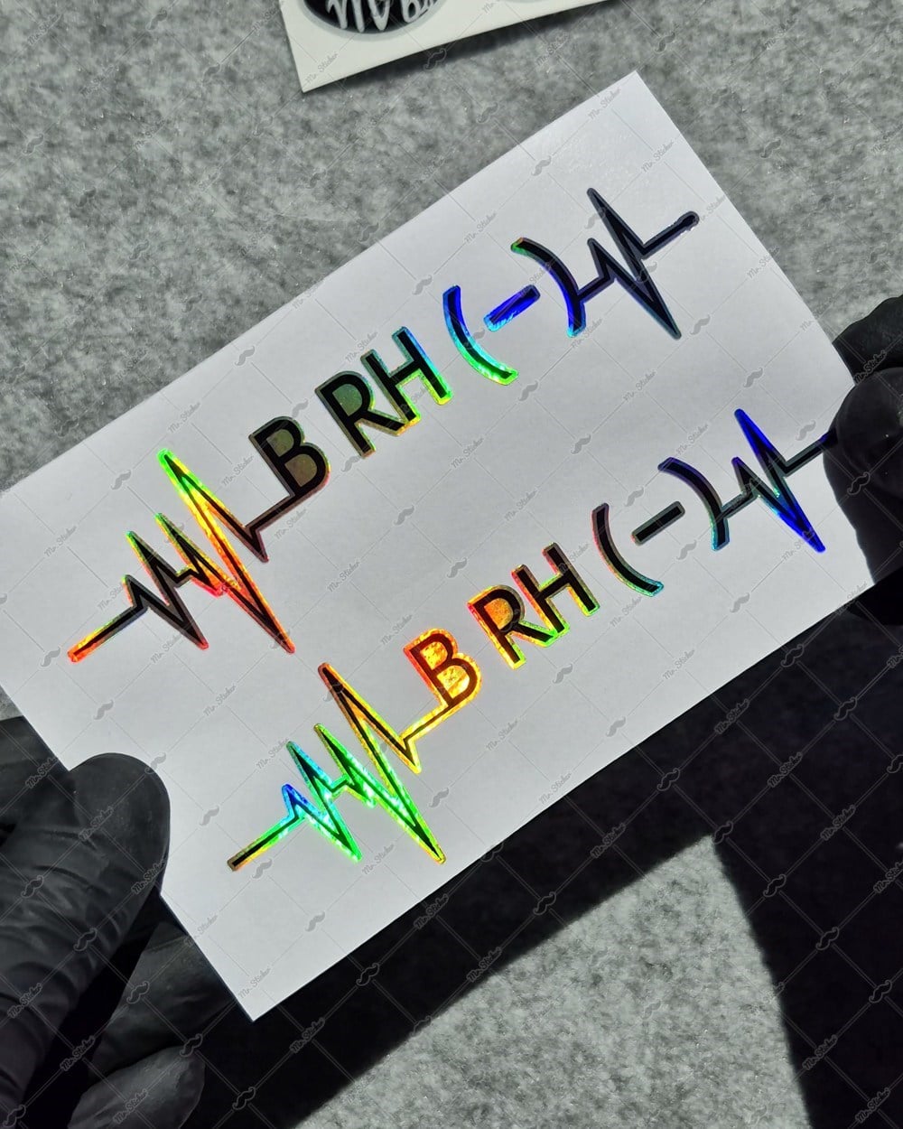HLGBT46 Hologram Kalp Ritmi Desenli B Rh Negatif (-) Kan Grubu Etiketi 2 li Set