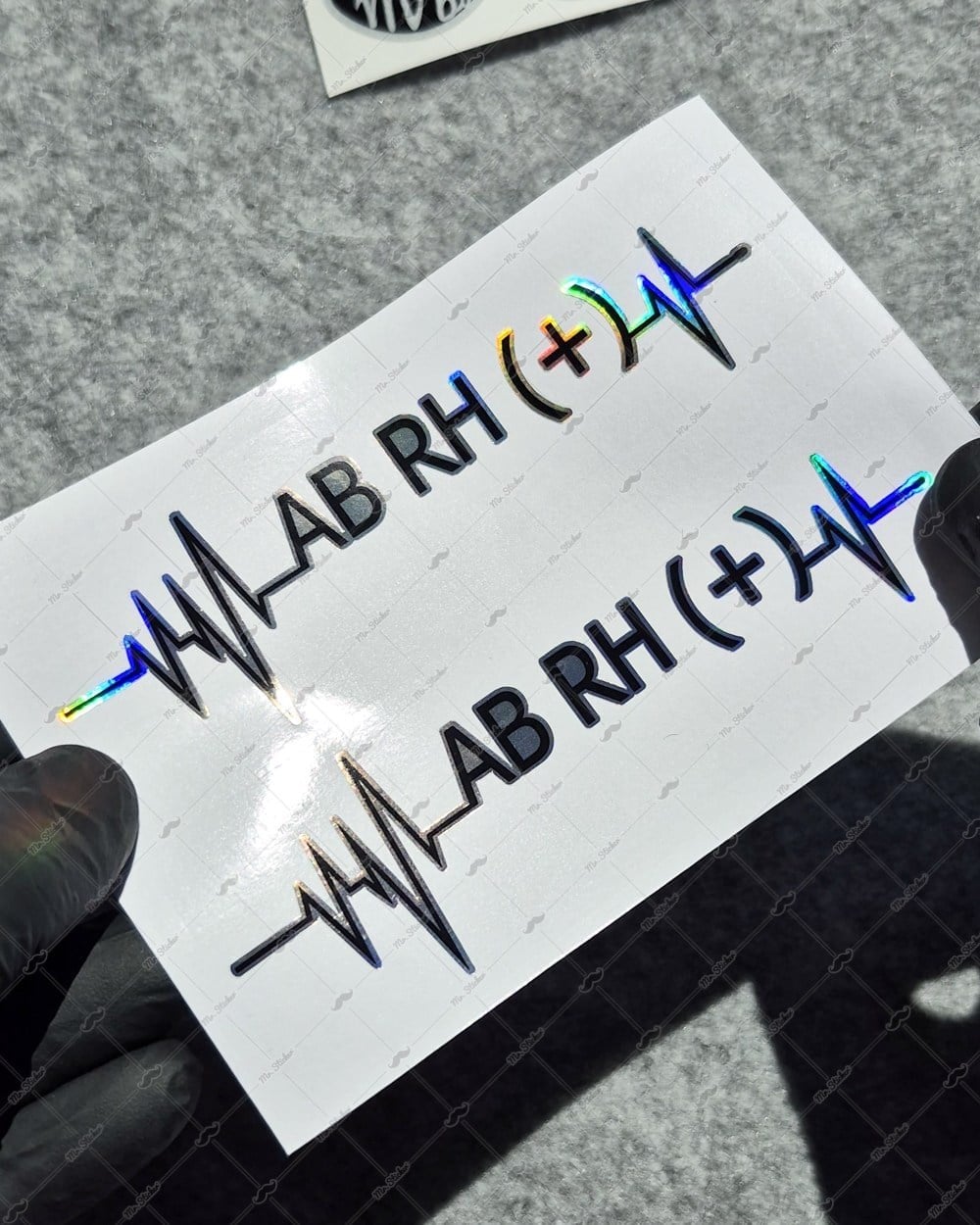 HLGBT47 Hologram Kalp Ritmi Desenli AB Rh Pozitif (+) Kan Grubu Etiketi 2 li Set
