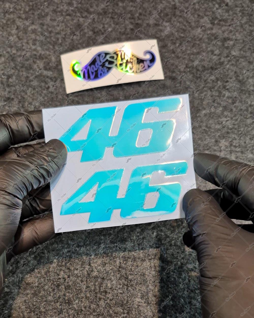 LMT10 Mavi Mor Renk Geçişli Özel Seri 46 Numara Sticker 2li Set