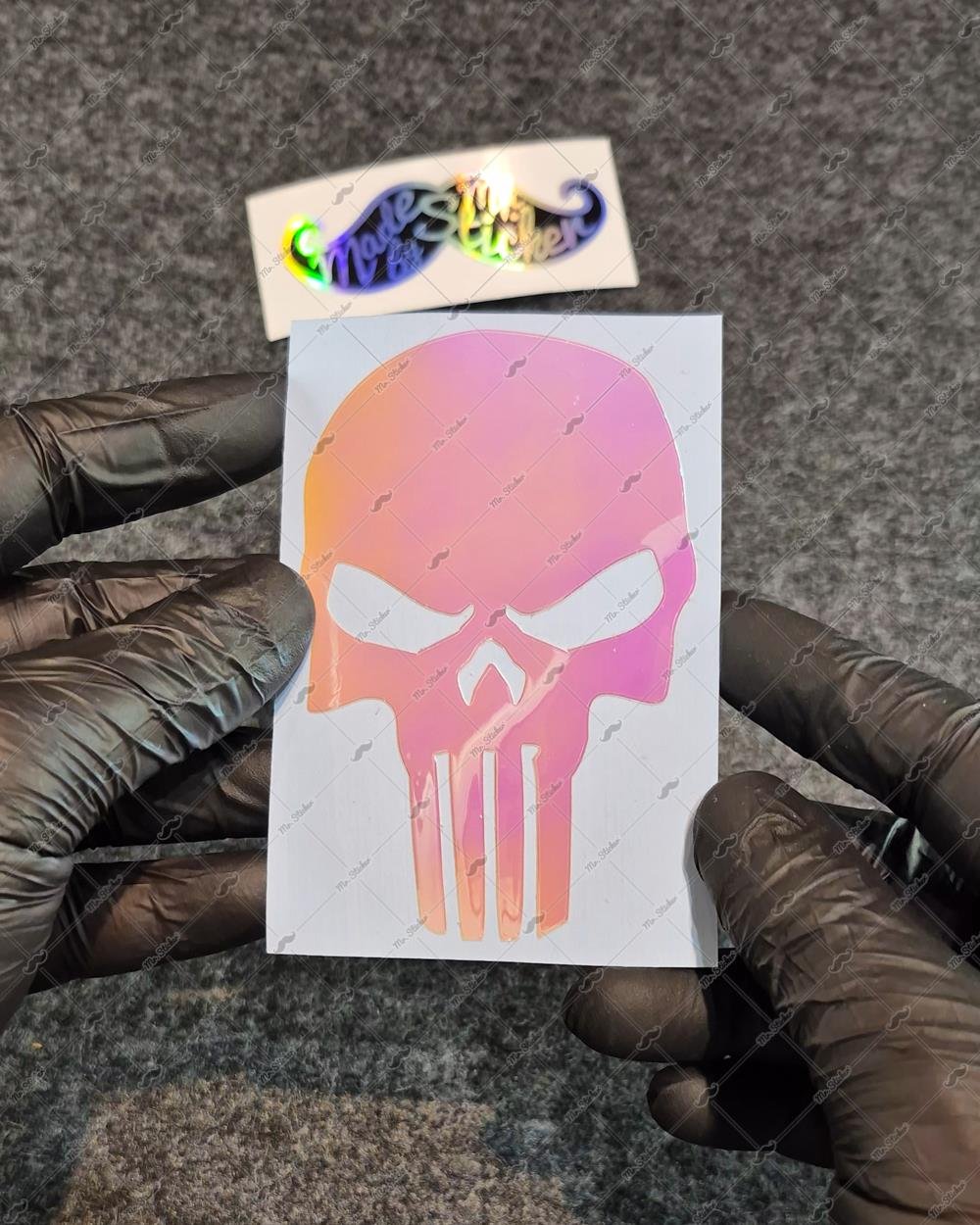 LMT14 Turuncu Pembe Renk Geçişli Özel Seri Kurukafa Stickerı