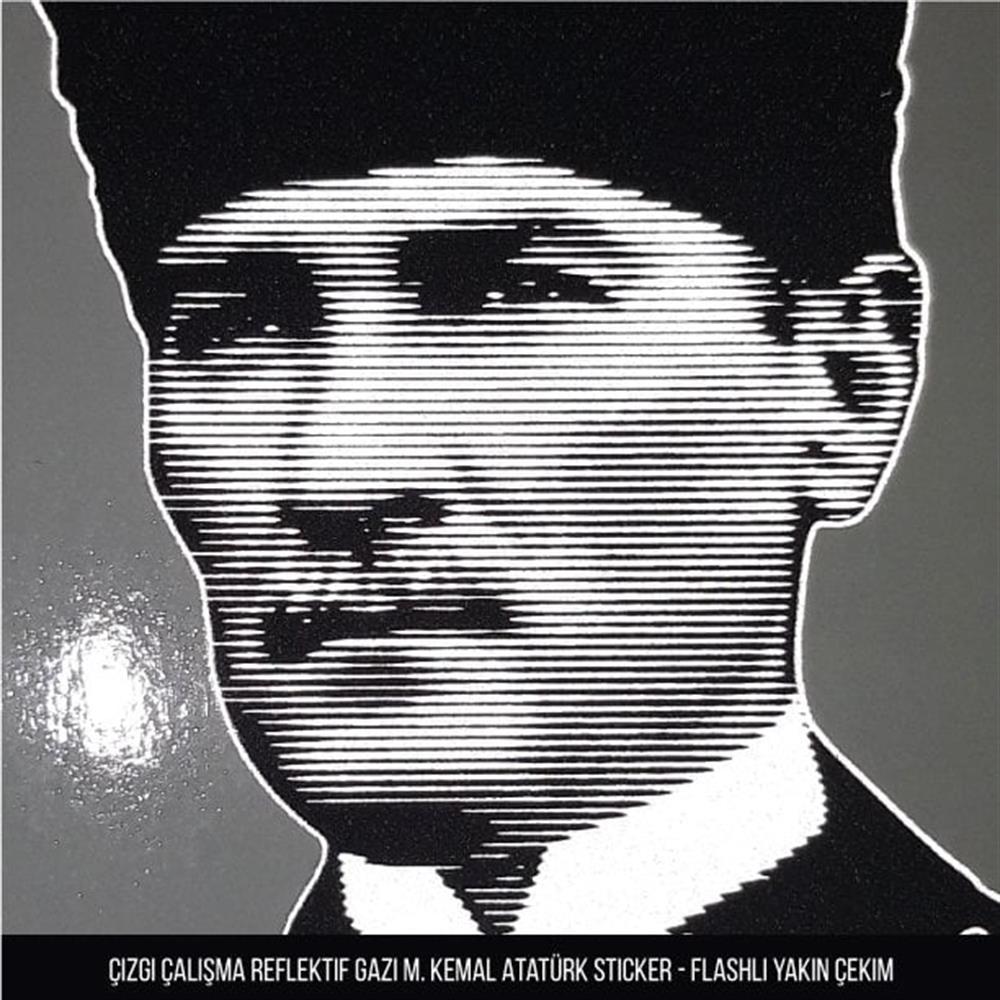 RFHLM106 Ozel Seri - Cizgi Calismali Reflektif Gazi Mustafa Kemal Etiketi - Buyuk Boy