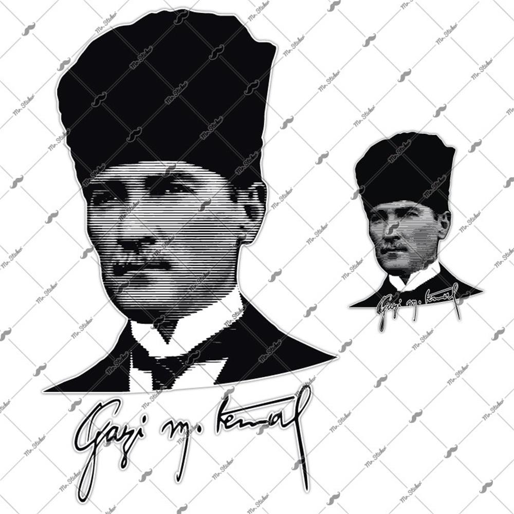 RFHLM106 Ozel Seri - Cizgi Calismali Reflektif Gazi Mustafa Kemal Etiketi - Buyuk Boy
