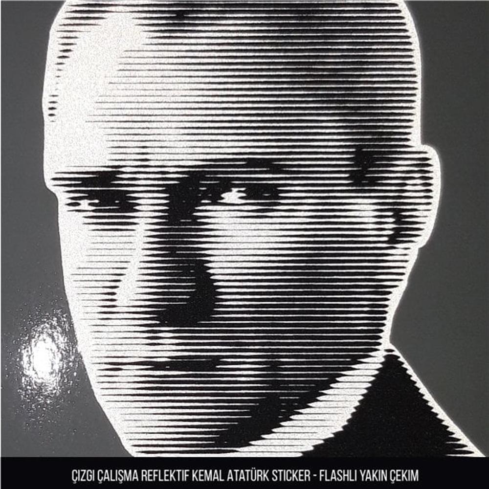 RFHLM107 Ozel Seri - Cizgi Calismali Reflektif Ataturk Etiketi - Buyuk Boy