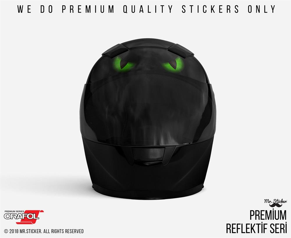 RFHLM116 Reflektif Yesil Canavar Gozleri Etiketi Kucuk Boy