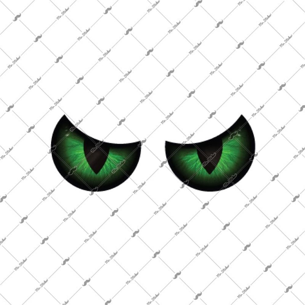 RFHLM117 Reflektif Yesil Canavar Gozleri Etiketi Orta Boy
