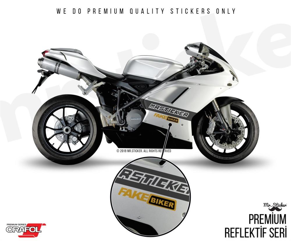 RFHLM133 Reflektif Fake Biker Yazili Etiket 2' li Set