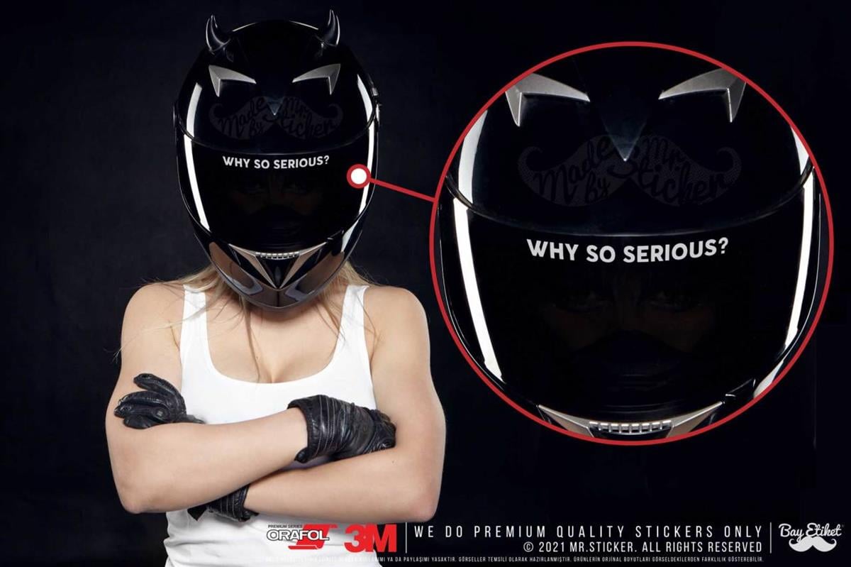 RFHLM221 Reflektif Why So Serious Yazili Kask Vizoru Etiketi
