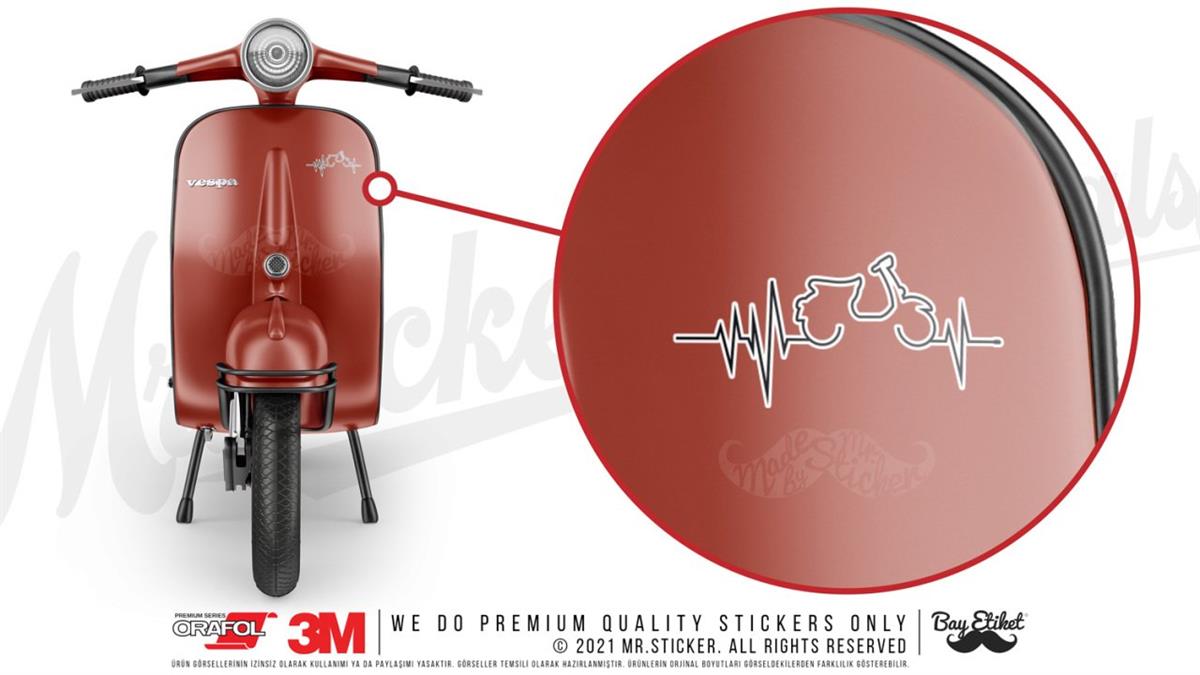 RFHLM223 Reflektif Vespa Kalp Ritim Etiketi