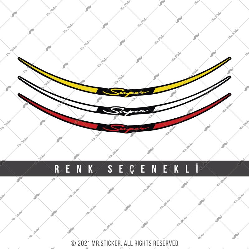 RFHLM236 Renk Secenekli Vespa Uyumlu Reflektif Super Yazili Jant Etiketi Ikili Set