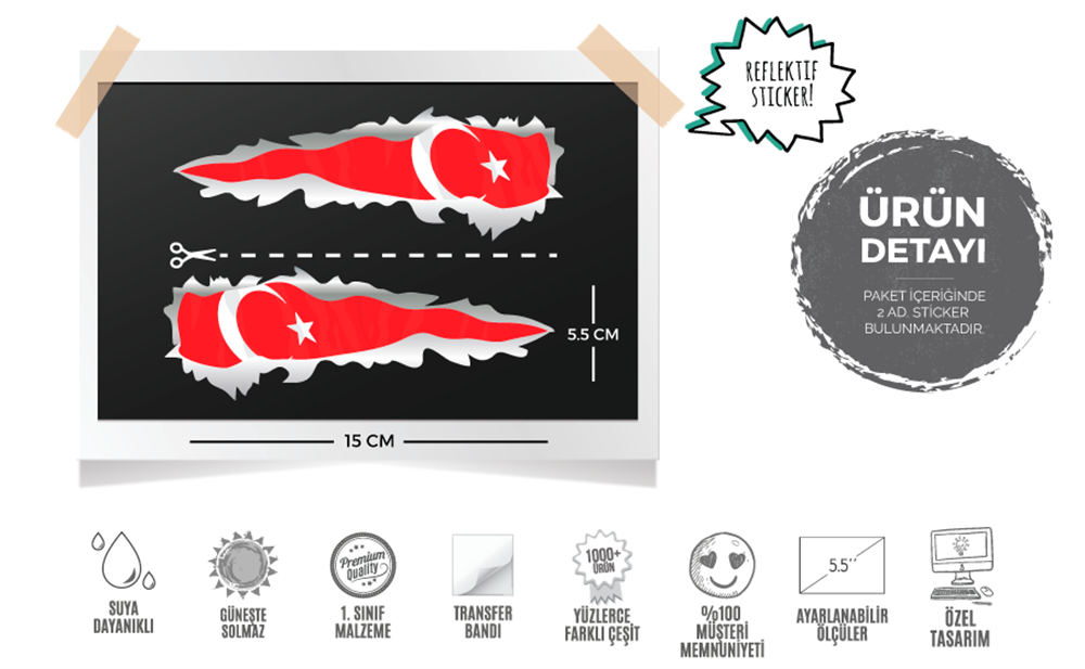 RFHLM54 Reflektif İçi Gözüken Yırtılmış Metal Efektli Turk B.