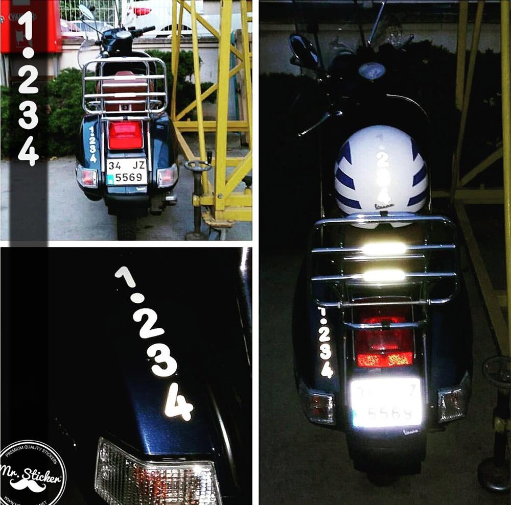 RFHLM74 Reflektif 1 2 3 4 Vites Etiketi Beyaz Renk