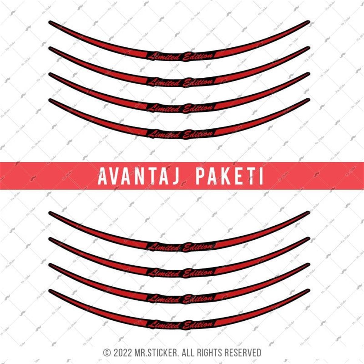 RFHLMBDL10 Avantaj Set Vespa Uyumlu Reflektif Limited Edition Yazili Jant Etiketi - Kirmizi Renk