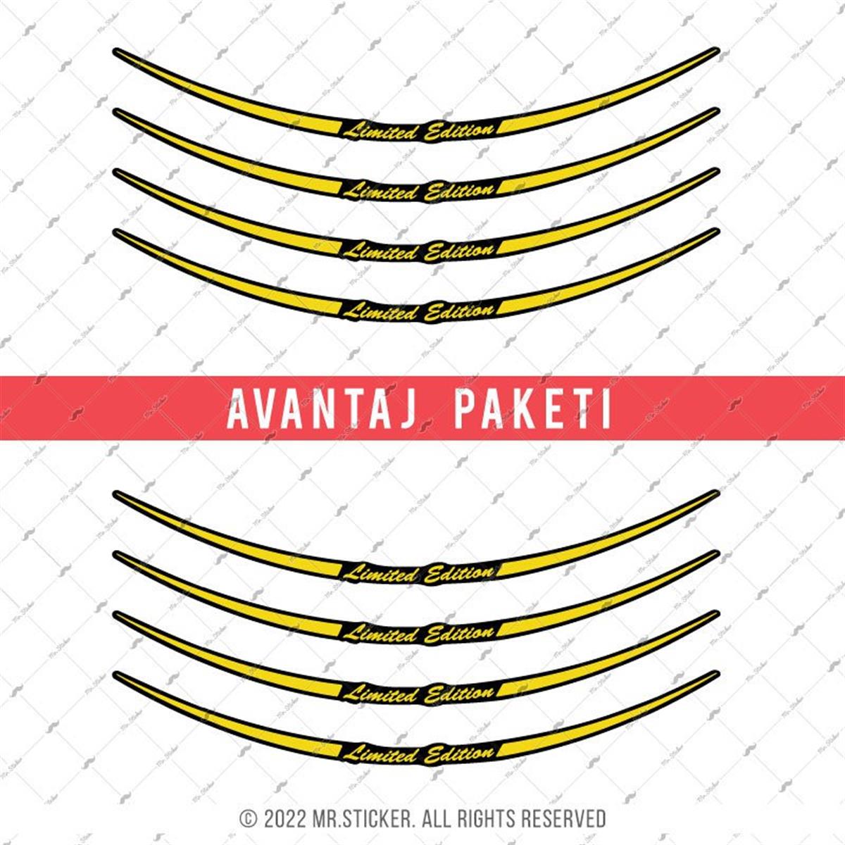 RFHLMBDL11 Avantaj Set Vespa Uyumlu Reflektif Limited Edition Yazili Jant Etiketi - Sari renk