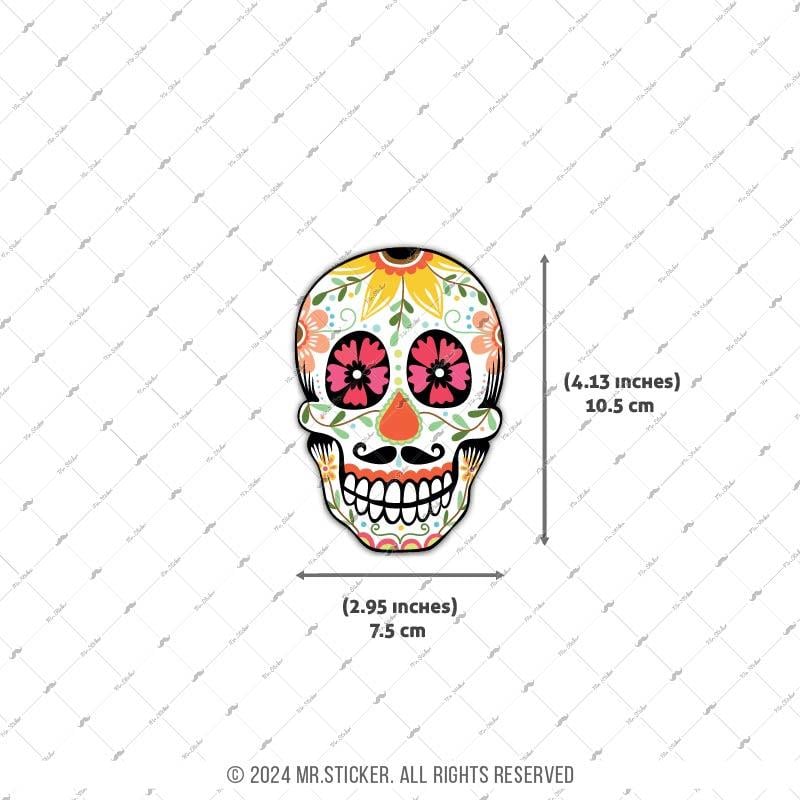 SKL30 Meksikan Biyikli Sugar Skull Kurukafa Etiketi