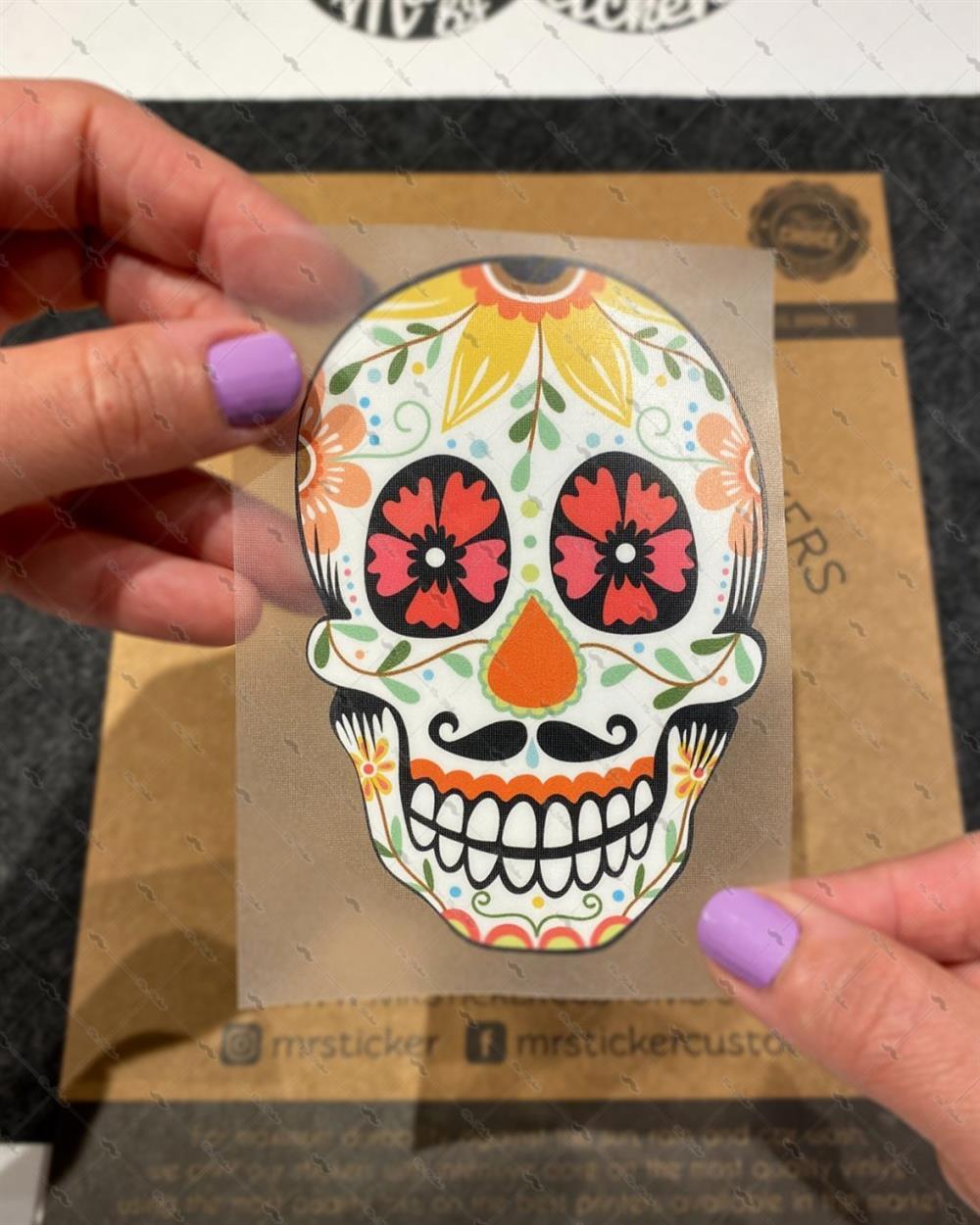 SKL30 Meksikan Biyikli Sugar Skull Kurukafa Etiketi