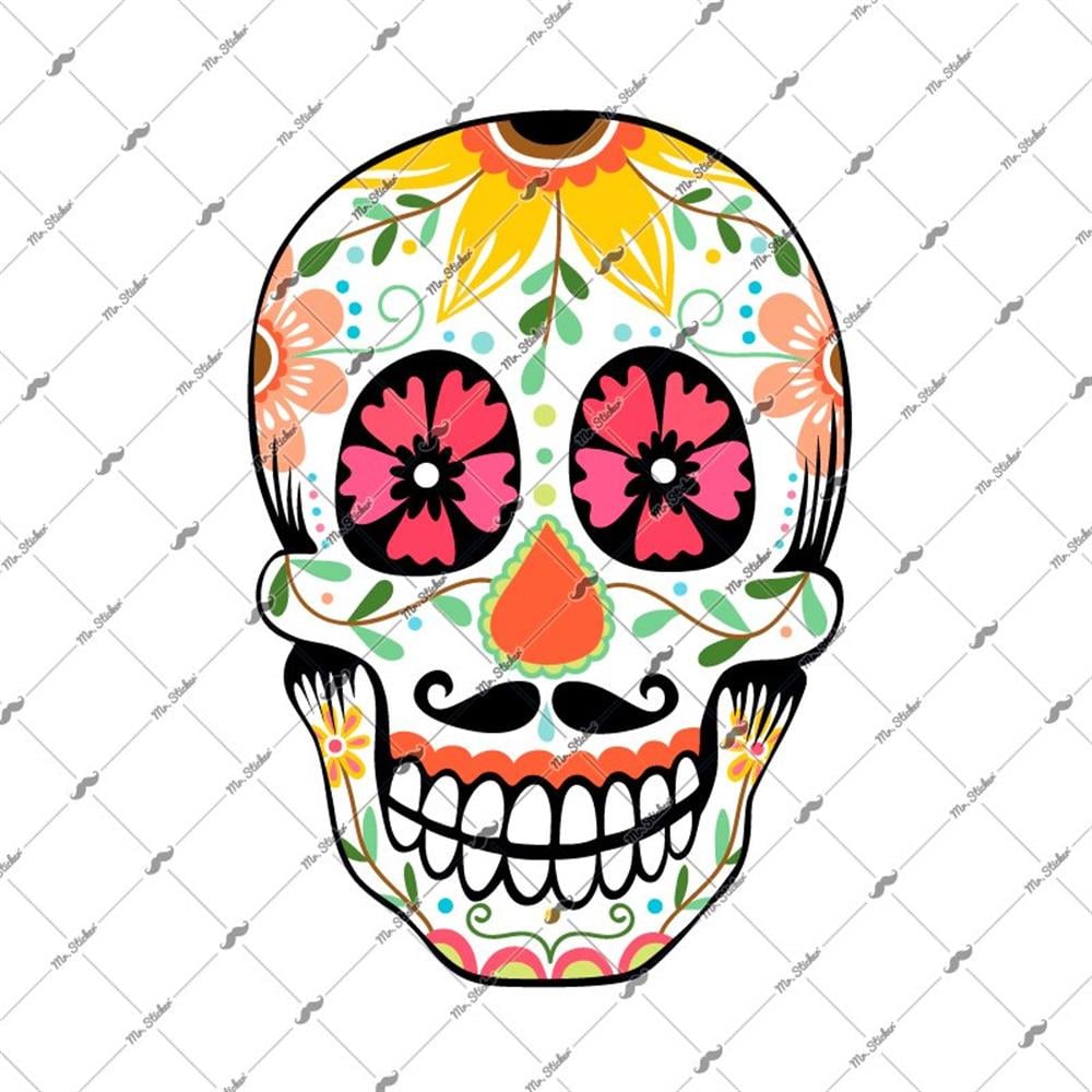 SKL30 Meksikan Biyikli Sugar Skull Kurukafa Etiketi