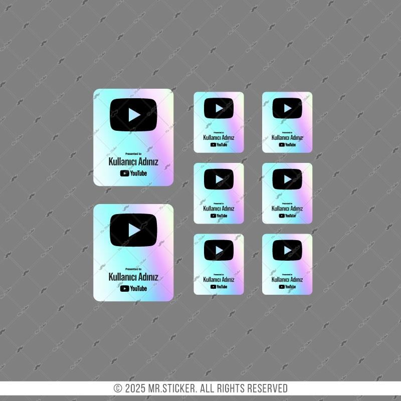 SMYTB28 Hologram YouTube Kullanıcı Adı Etiketi 8 Parça Set
