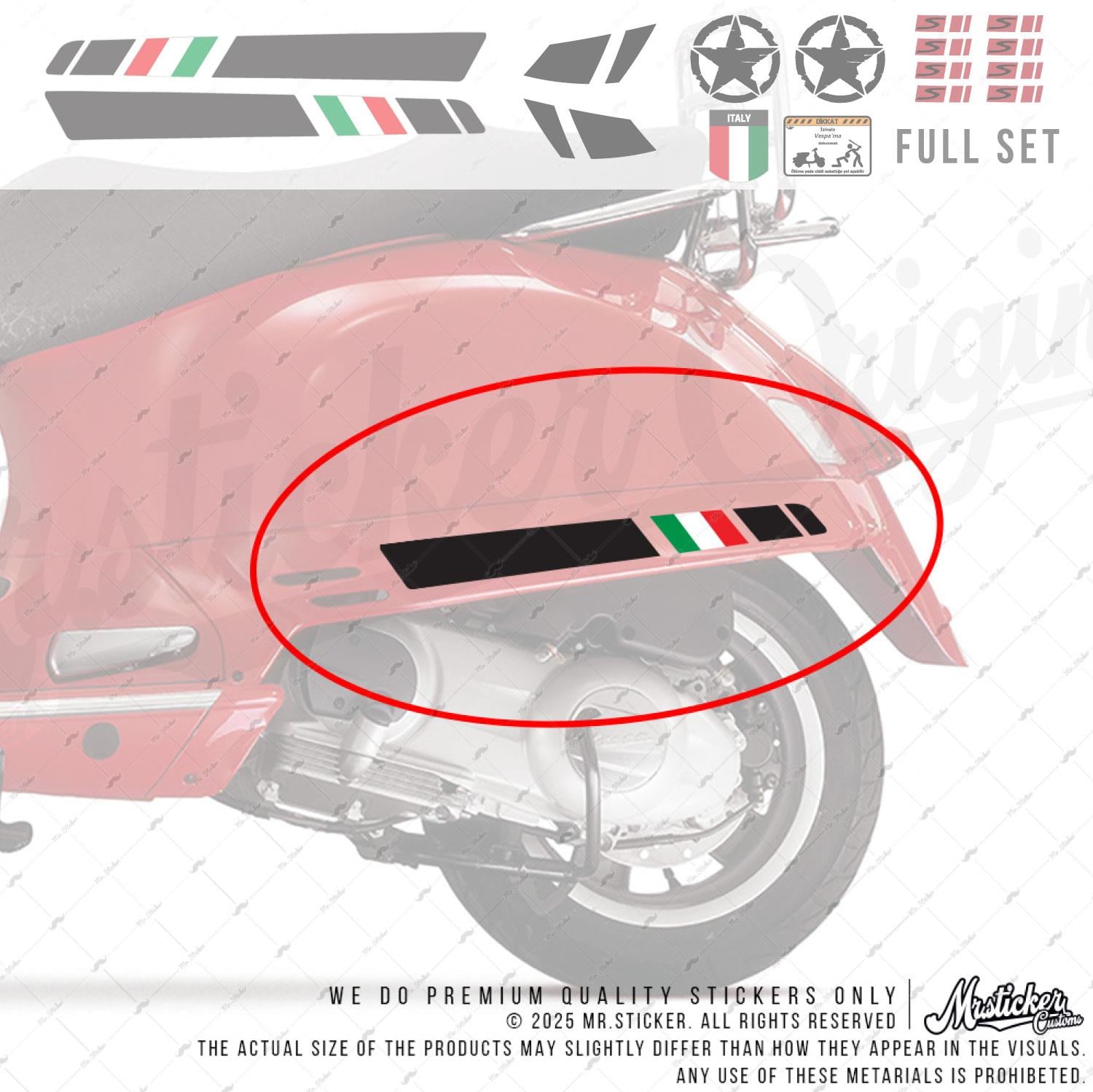 STS17 Italy Ozel Seri - Vespa Super Sticker Seti GT200 GTS250 GTS300 Yan Cita