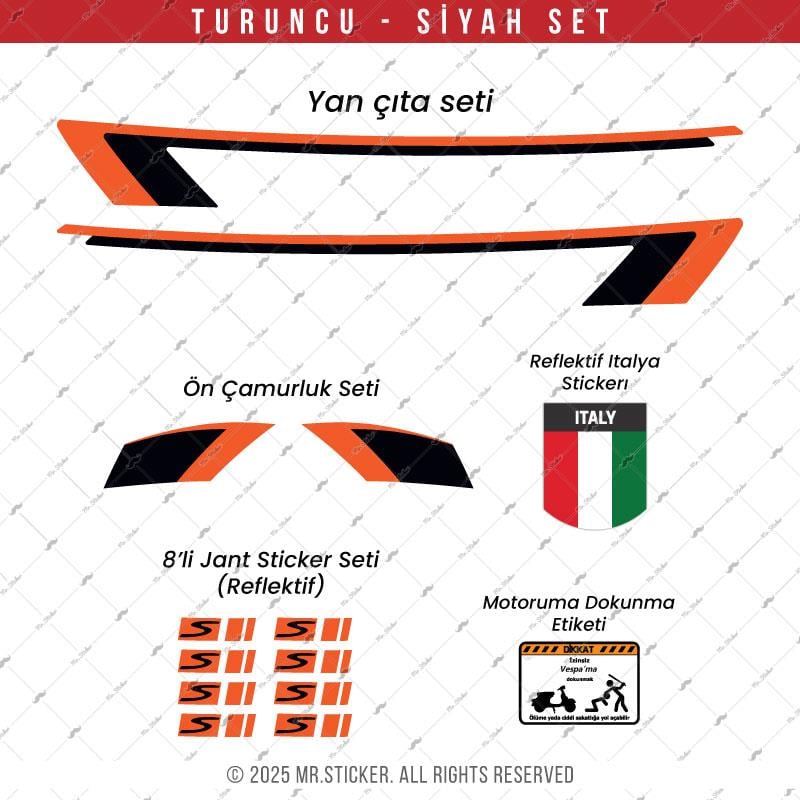 STS39 Vespa Uyumlu Yan Cita Seti Renk Secenekli