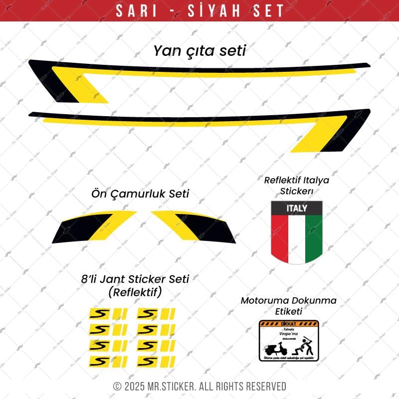 STS39 Vespa Uyumlu Yan Cita Seti Renk Secenekli