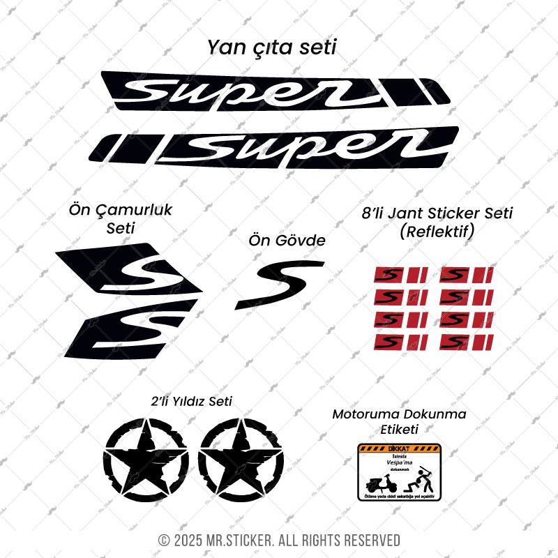 STS43 Vespa Uyumlu Super Yan Cita Seti Renk Secenekli