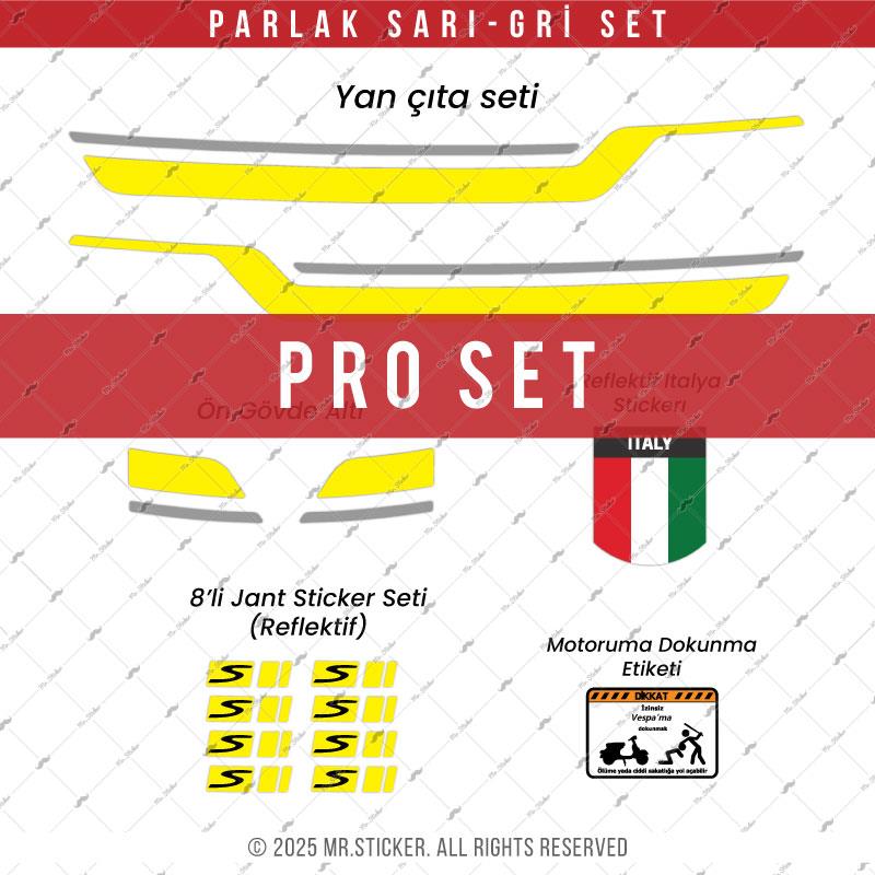 STS45 Vespa GTS 250 GTS 300 Uyumlu Yan Çıta Sticker Seti Renk Seçenekli