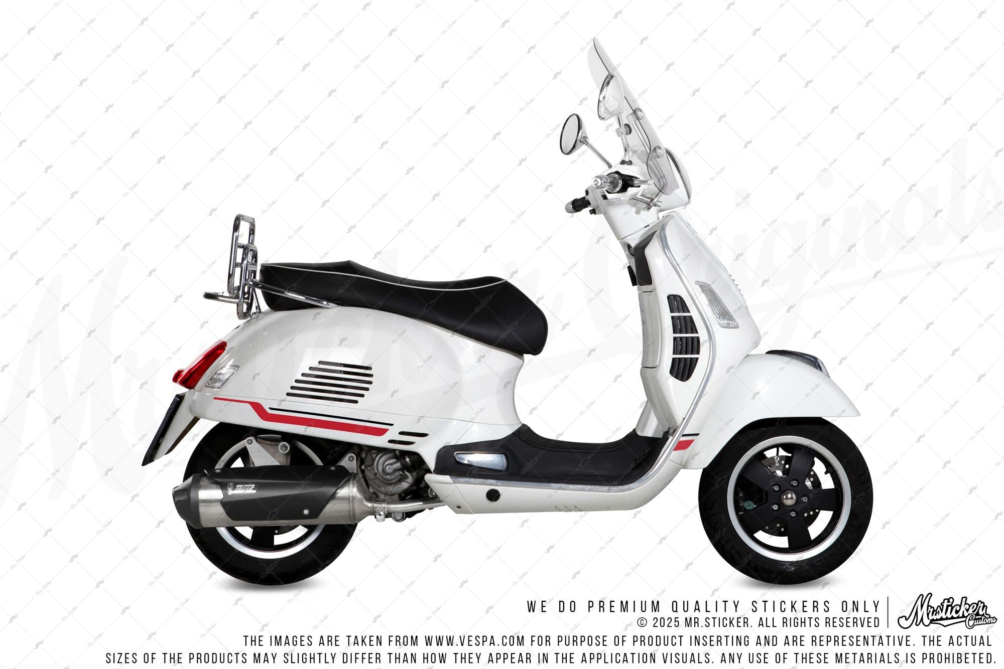 STS45 Vespa GTS 250 GTS 300 Uyumlu Yan Çıta Sticker Seti Renk Seçenekli