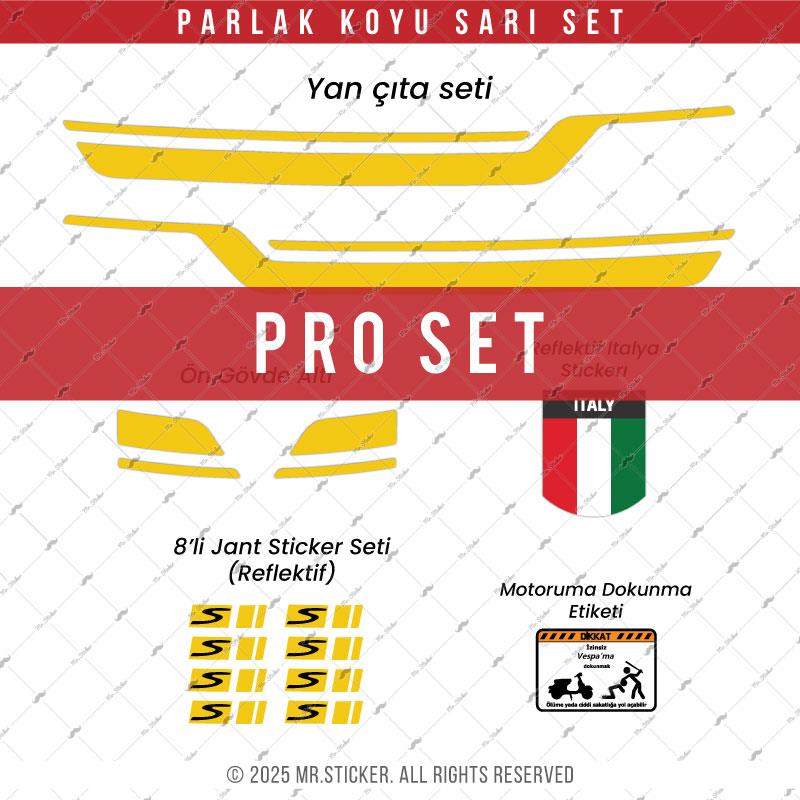 STS45 Vespa GTS 250 GTS 300 Uyumlu Yan Çıta Sticker Seti Renk Seçenekli