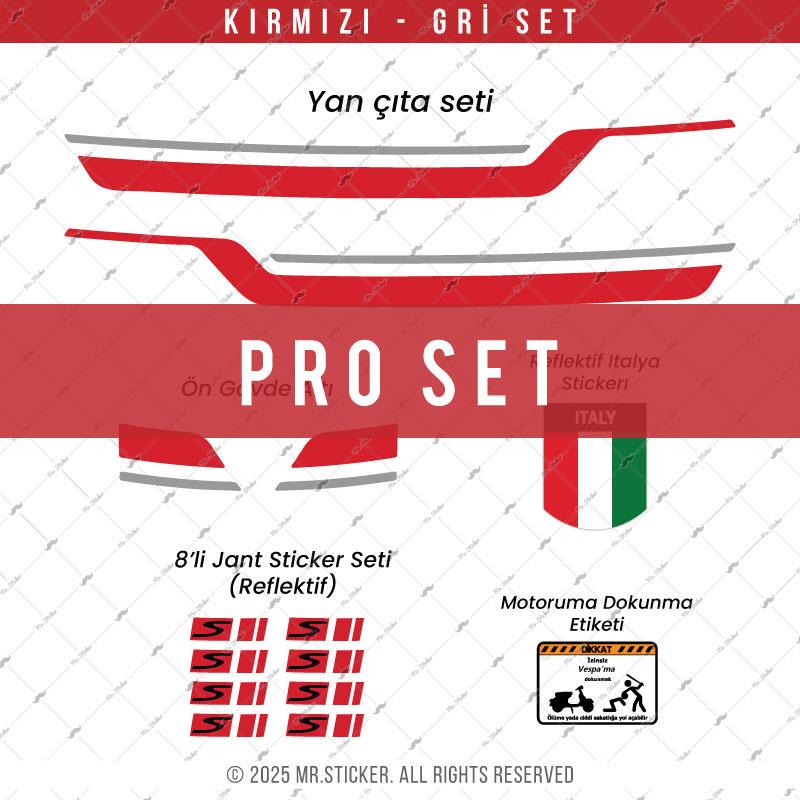 STS45 Vespa GTS 250 GTS 300 Uyumlu Yan Çıta Sticker Seti Renk Seçenekli