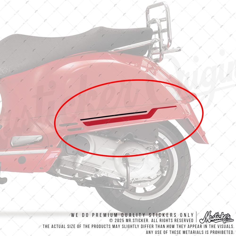 STS45 Vespa GTS 250 GTS 300 Uyumlu Yan Çıta Sticker Seti Renk Seçenekli