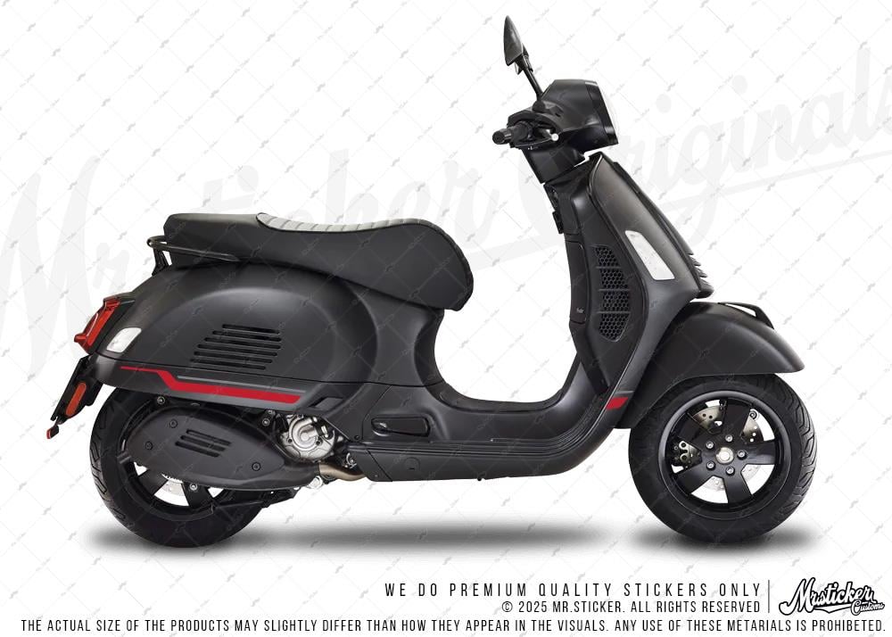 STS45 Vespa GTS 250 GTS 300 Uyumlu Yan Çıta Sticker Seti Renk Seçenekli