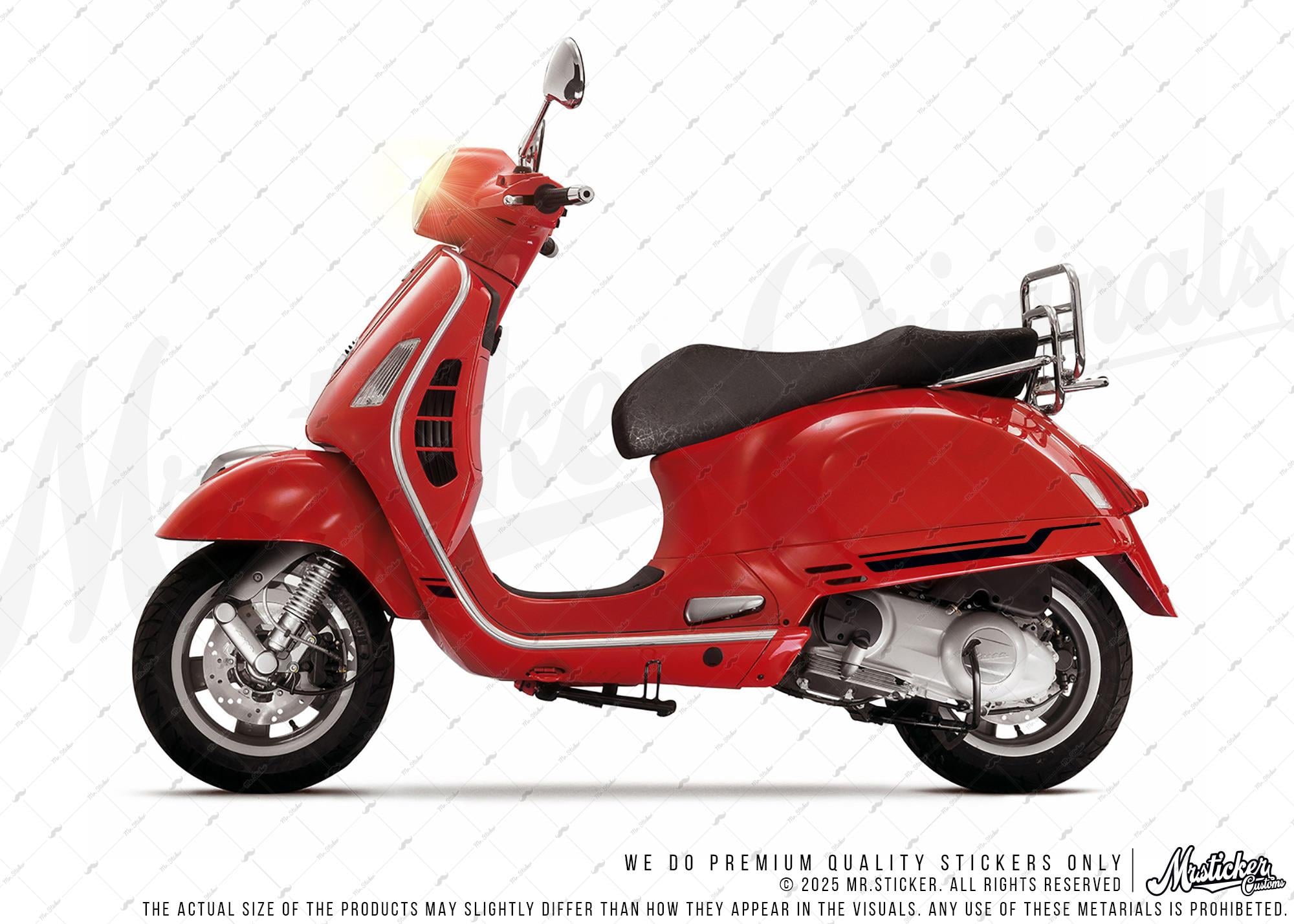 STS45 Vespa GTS 250 GTS 300 Uyumlu Yan Çıta Sticker Seti Renk Seçenekli