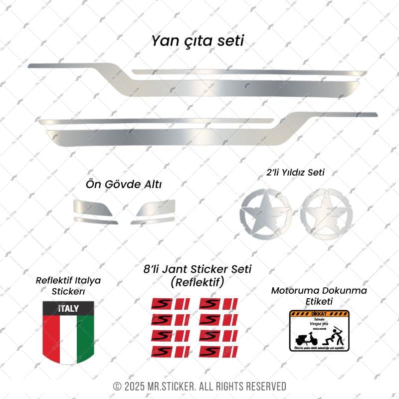 STS45C Chrome Edition Vespa GTS 250 GTS 300 Uyumlu Yan Cita Seti