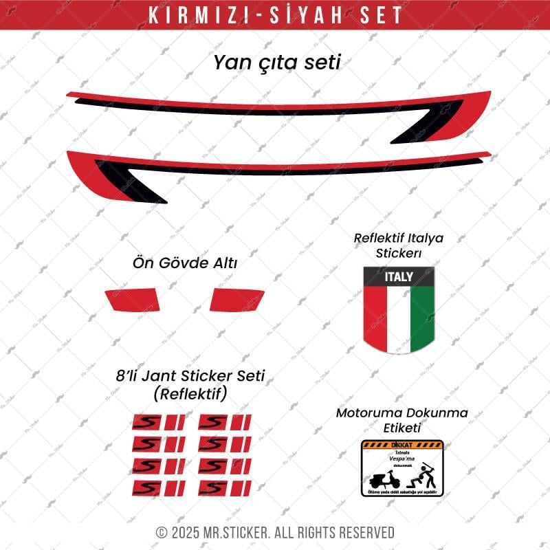 STS47 Vespa Primavera ve Sprint Uyumlu Yan Cita Sticker Seti