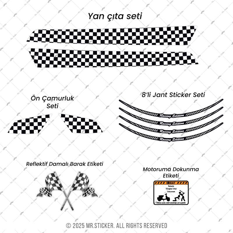 STS49 Damali Vespa GTS250 GTS300 Yan Cita Sticker Seti