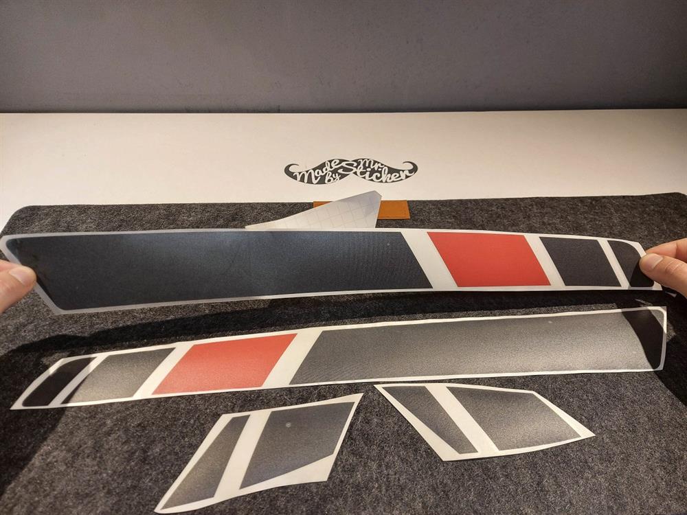 STS6 Mat Siyah Kirmizi Vespa GTS250 GTS300 Yan Cita Sticker Seti