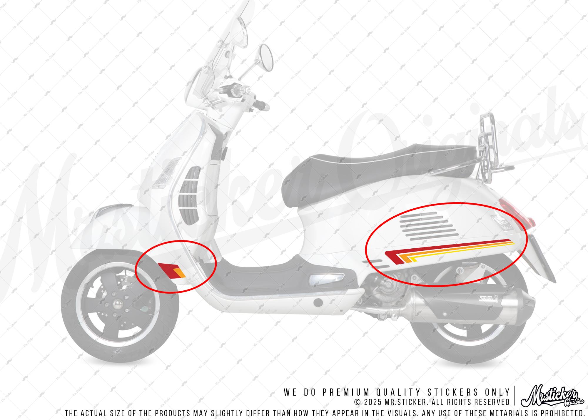 STS69 Vespa Uyumlu Retro Yan Çıta Sticker Seti Renk Seçenekli