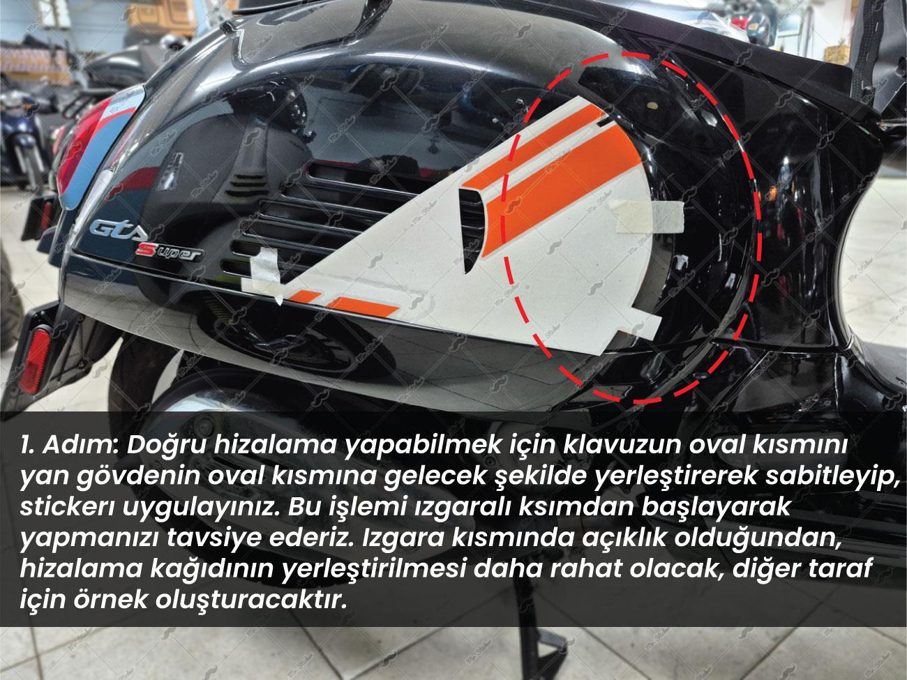 STS70 Vespa Uyumlu Yan Gövde Sticker Seti Renk Secenekli