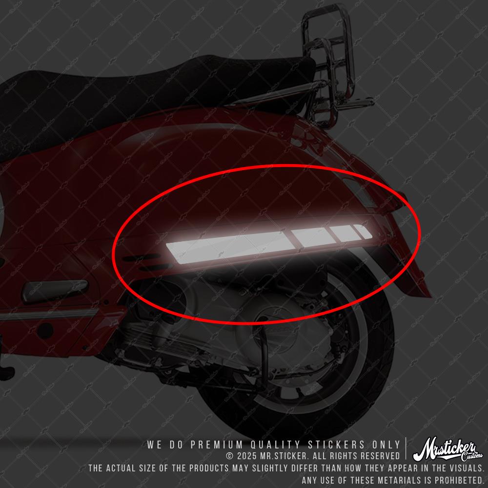 STS8 Siyah Vespa GTS250 GTS300 Uyumlu Yan Çıta Sticker Seti
