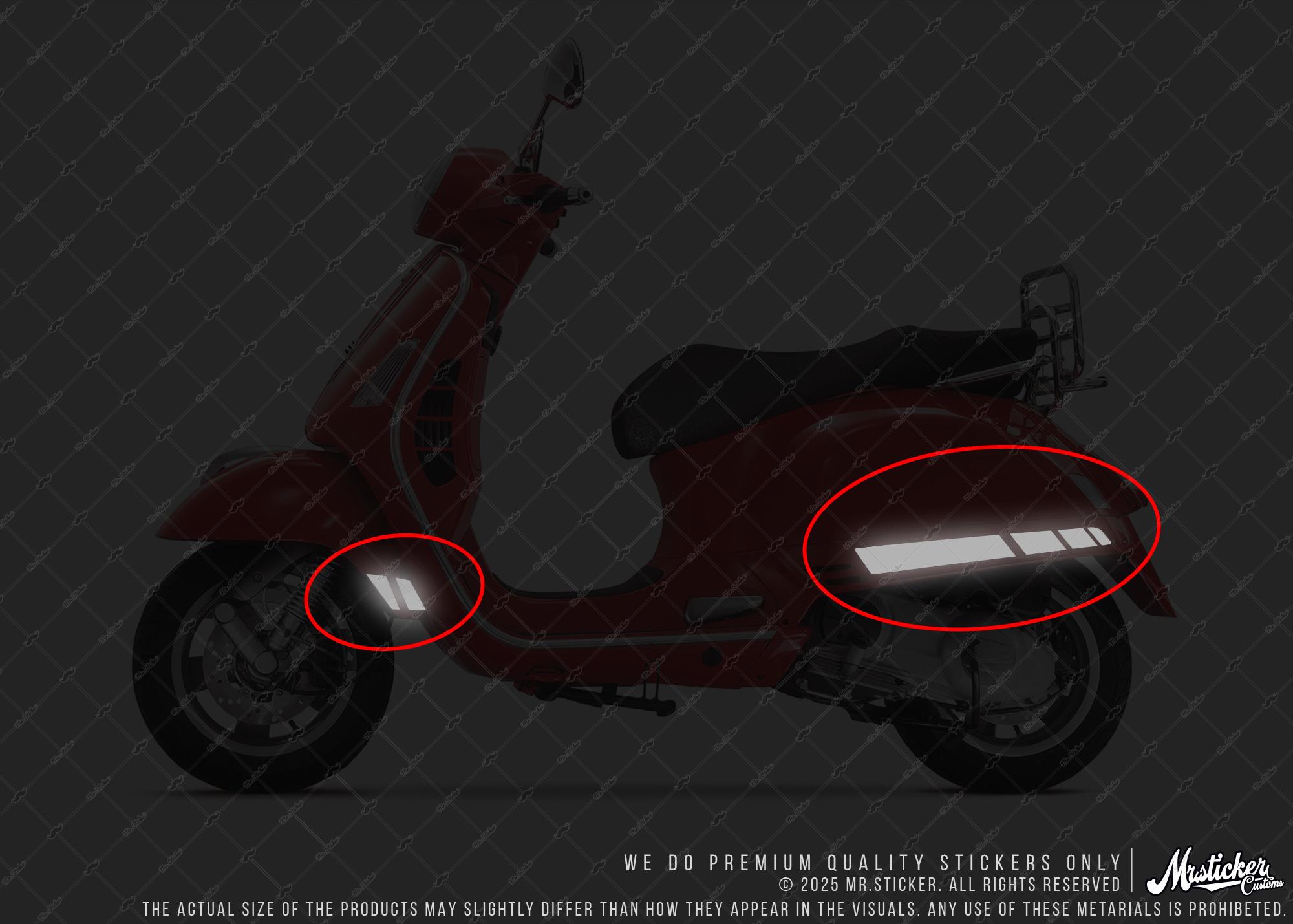 STS8 Siyah Vespa GTS250 GTS300 Uyumlu Yan Çıta Sticker Seti