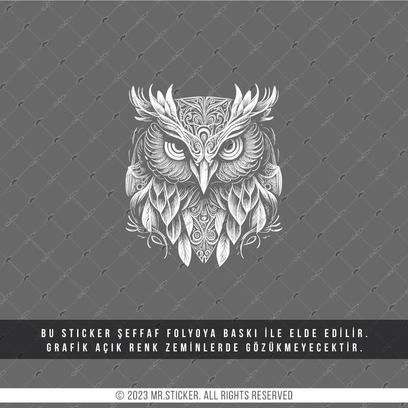 TWT2 Beyaz Çizgi Çalışma Baykuş Etiketi Şeffaf Sticker