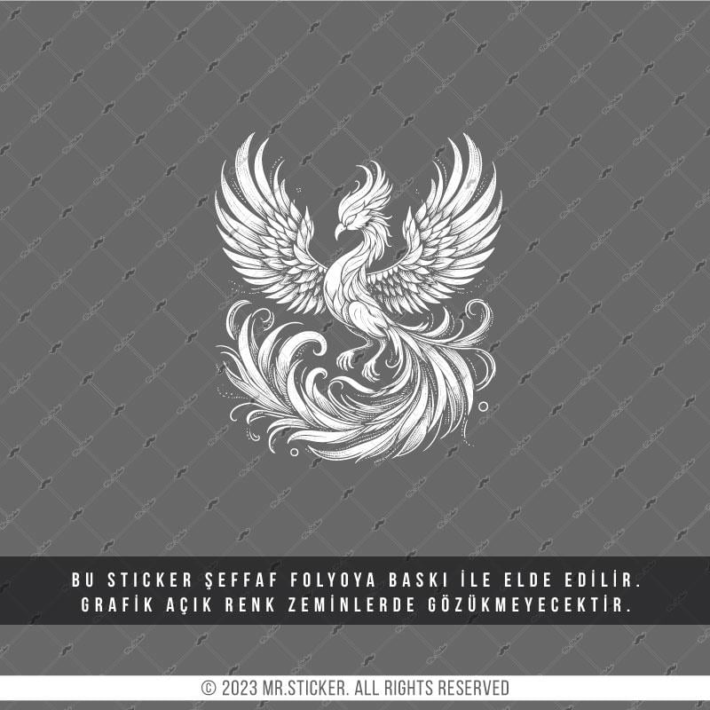 TWT7 Beyaz Çizgi Çalışma Anka Kuşu Etiketi Şeffaf Sticker