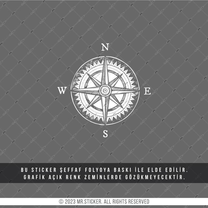 TWT8 Beyaz Eskiz Çalışma Pusula Etiketi Şeffaf Sticker