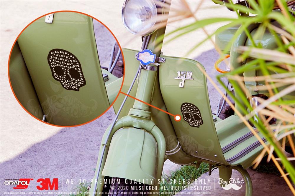 VSP10 Scooter Motifli Kurukafa Etiketi