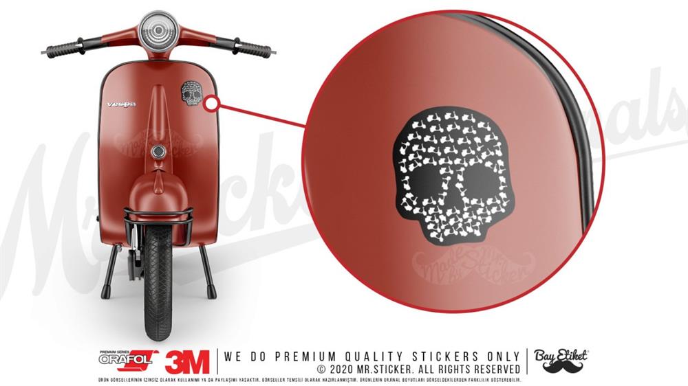VSP10 Scooter Motifli Kurukafa Etiketi