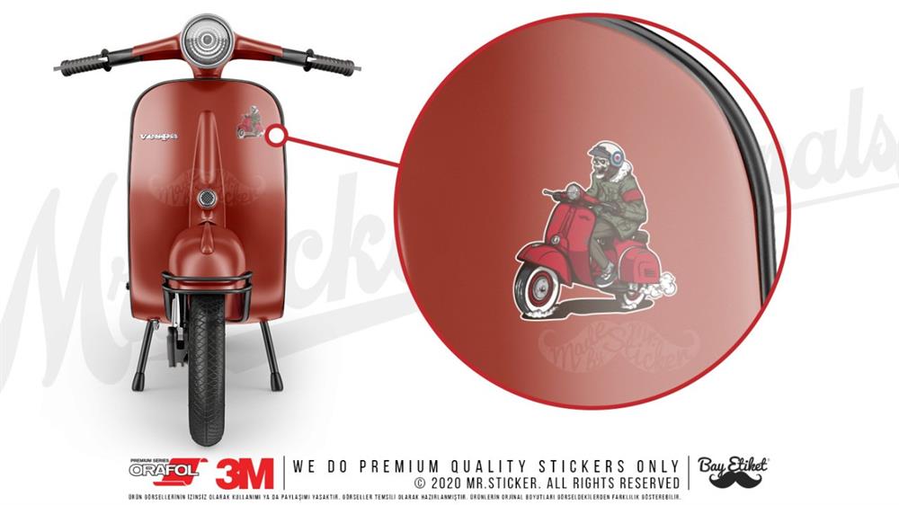 VSP25 Kirmizi Scooterli Kurukafa Etiketi