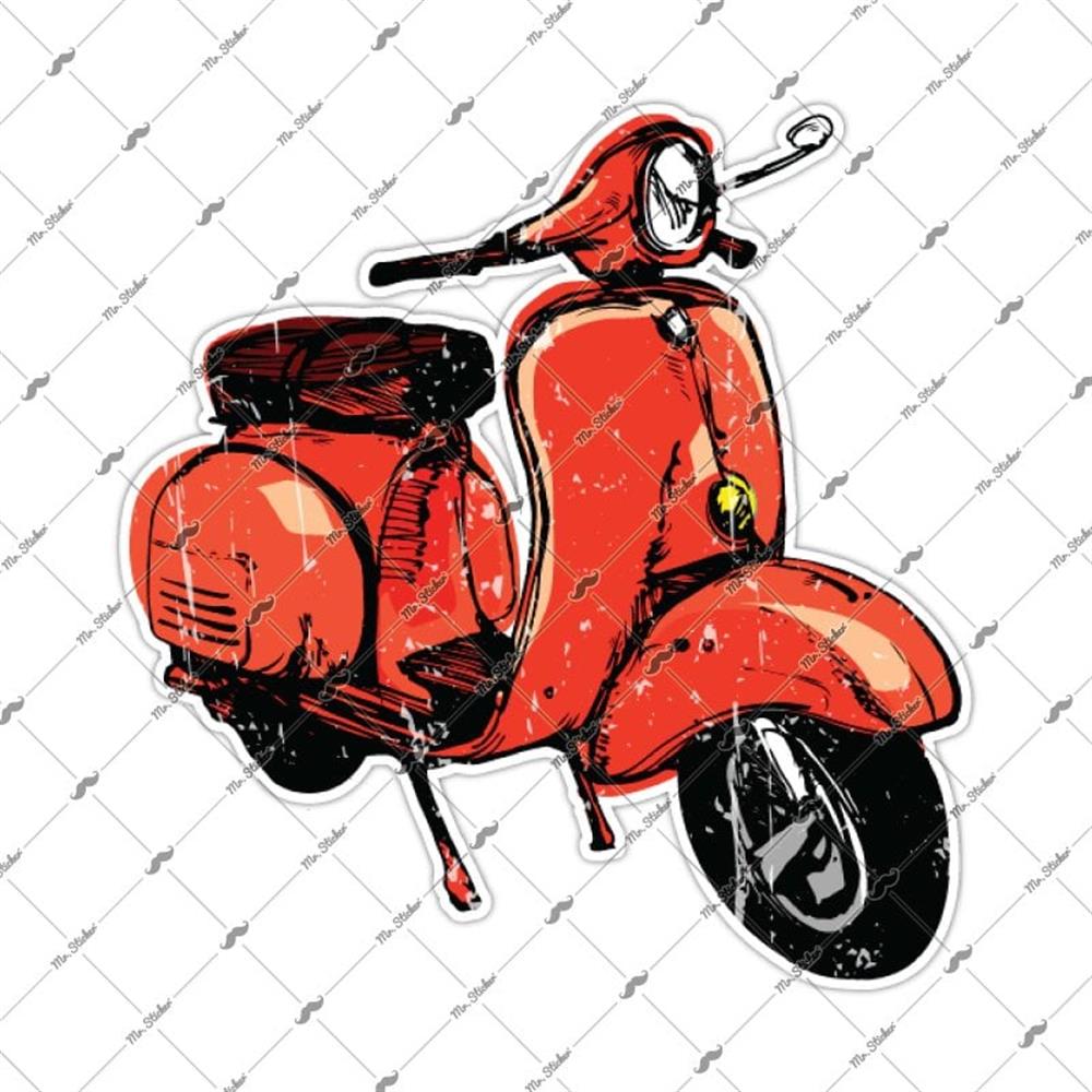 VSP39 Kirmizi Retro Scooter Etiketi