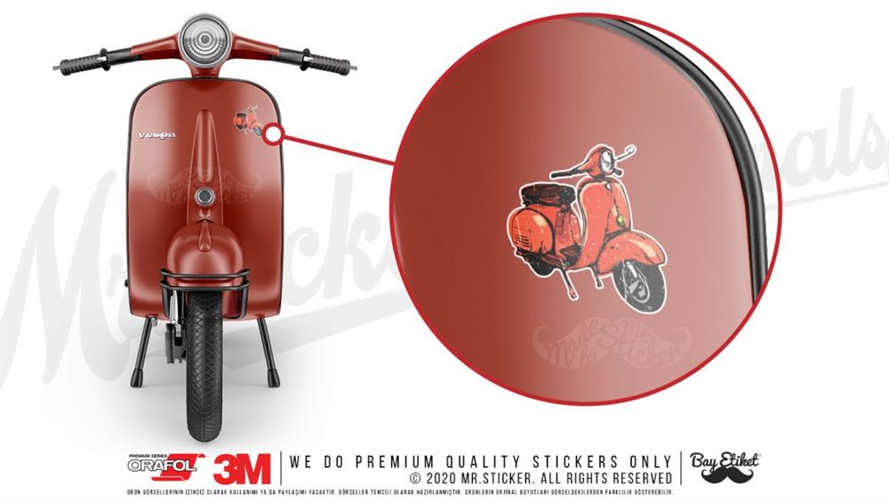 VSP39 Kirmizi Retro Scooter Etiketi