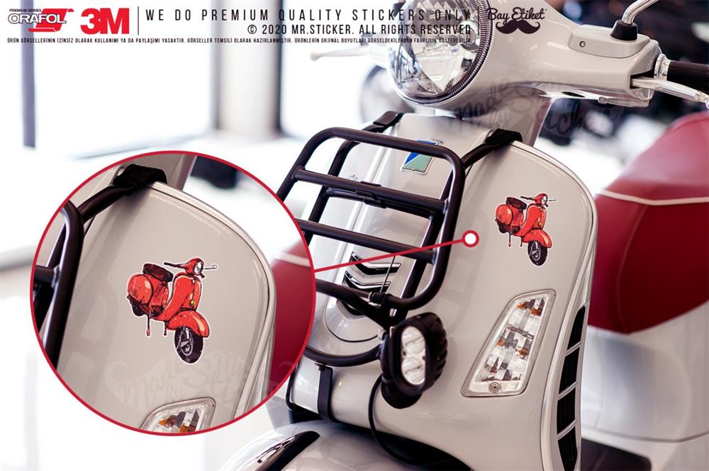 VSP39 Kirmizi Retro Scooter Etiketi