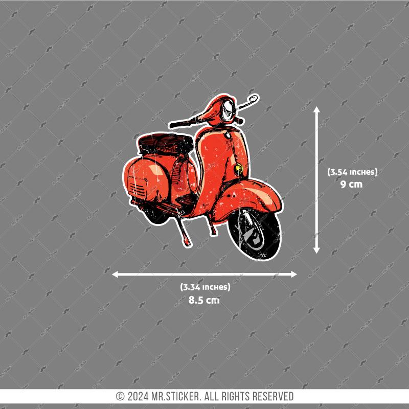 VSP39 Kirmizi Retro Scooter Etiketi